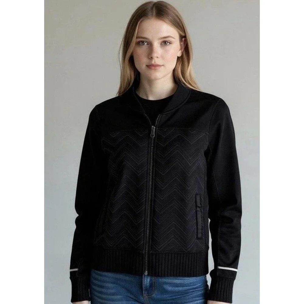 IVIVVA by Lululemon Black Chevron Warp Speed Jacket Full Zip Girls 10 Athleisure